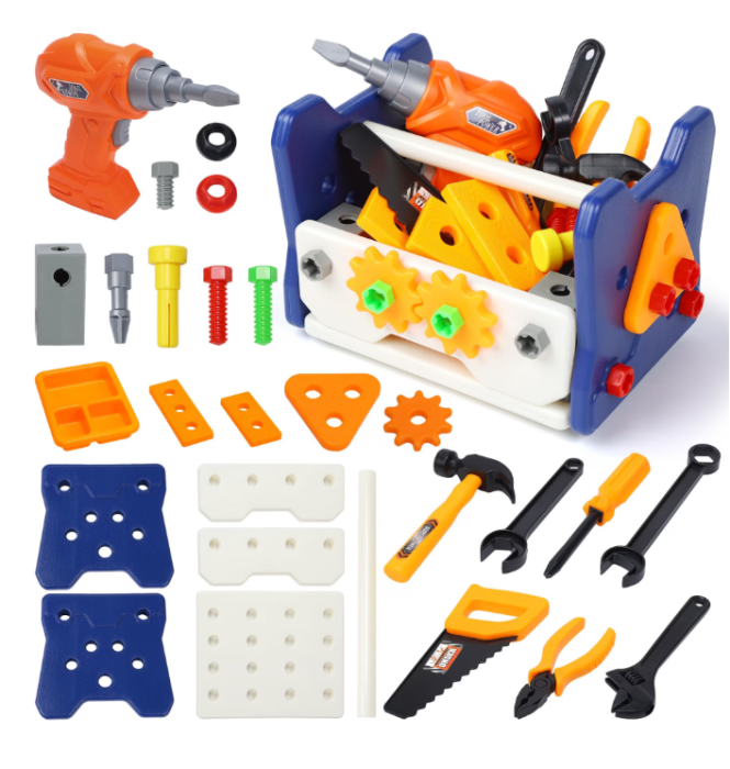 Set banc de lucru copii 41 piese, jucarie cu unelte, bormasina electrica de jucarie, masa scule copii, atelier mic mecanic 3+ ani [2]