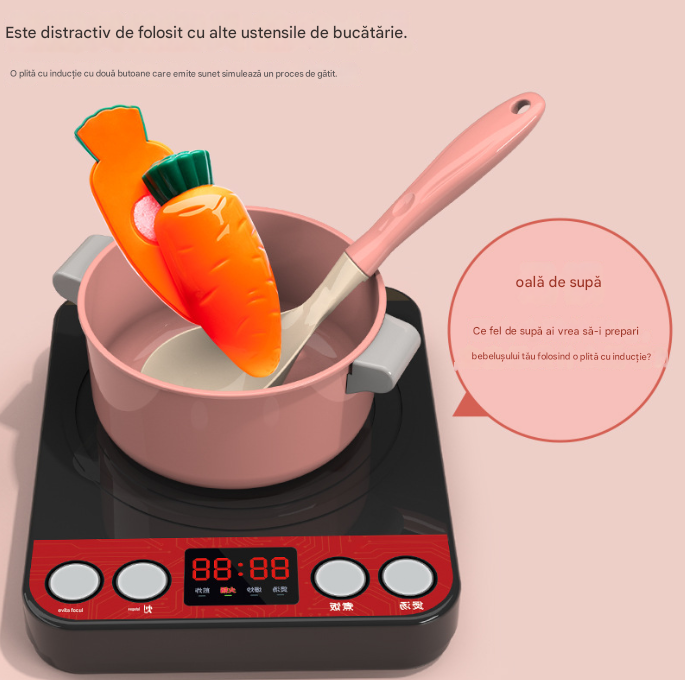 Set Bucătărie de Jucărie 94 piese – Ustensile și Alimente pentru Copii, Mini Bucătărie Interactivă, Accesorii Incluse [4]