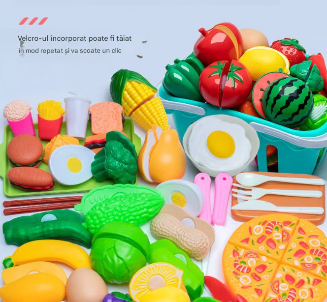 Set Bucătărie de Jucărie 94 piese – Ustensile și Alimente pentru Copii, Mini Bucătărie Interactivă, Accesorii Incluse [3]