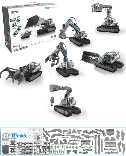 Set de Constructie - Excavator Modular 6-in-1 - cu senile - format din 223 piese de asamblat vehicule [7]