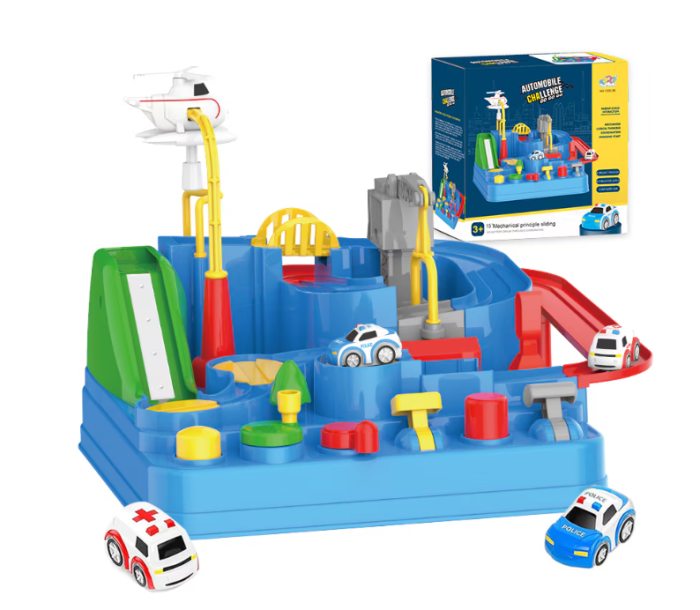 Set interactiv pista de masini, traseu cu obstacole, elemente mobile, butoane control, 2 masinute, jucarie Interactiva, pentru Copii, Baieti si Fete, + 3 ani, Multicolor [2]