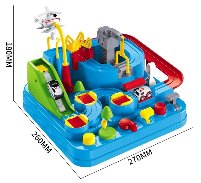 Set interactiv pista de masini, traseu cu obstacole, elemente mobile, butoane control, 2 masinute, jucarie Interactiva, pentru Copii, Baieti si Fete, + 3 ani, Multicolor [7]