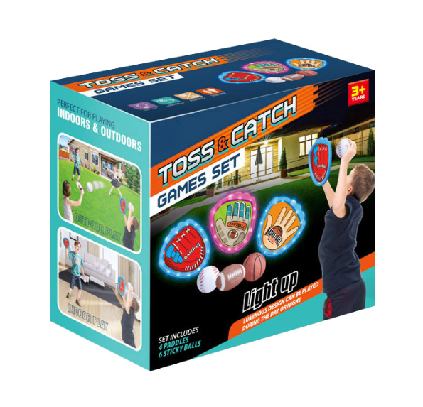 Set joc interactiv arunca si prinde – 2 Palete/manusi si 3 mingi cu scai/velcro, pentru copii, de exterior [2]