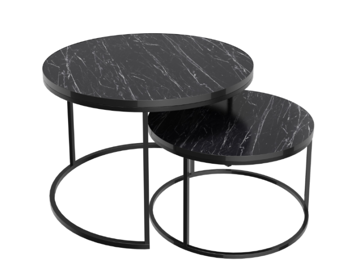 Set masute cafea, 68 x 48 cm / 48 x 40 cm, culoare neagra [2]