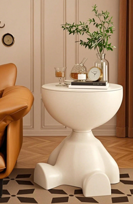 Taburet / Masuta / Statueta pentru marginea canapelei – masuta moderna, ornament decorativ pentru casa 41x37 - ursulet crem [1]