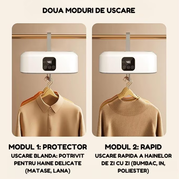 Uscator electric portabil pentru haine, mini-uscator compact cu telecomanda, sterilizare UV si prin caldura, zgomot redus, [4]