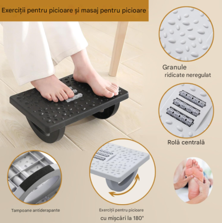 Produse - Suport pentru picioare de birou – Relaxare & Masaj, ajustabil, negru, 34x25 cm