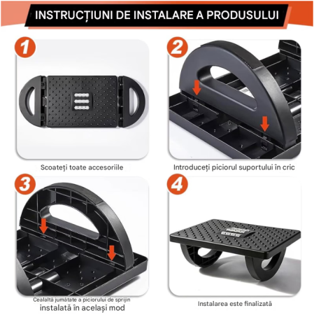 Suport pentru picioare de birou – Relaxare & Masaj, ajustabil, negru, 34x25 cm [4]