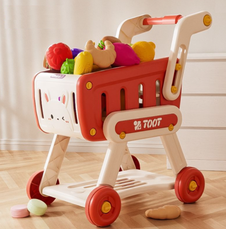 Carucior rosu de Cumparaturi pentru Copii, 32 x Fructe si legume aleatorii [3]