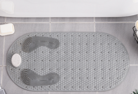 Covor de baie antiderapant, pentru cada/dus, cu piatra, perii spuma, ventuze fixare, 80 x 40 cm [2]