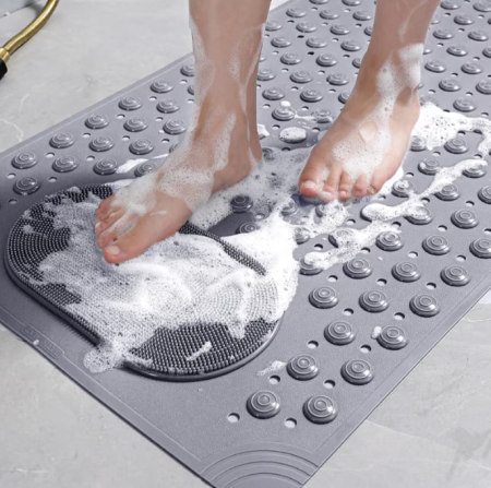 Produse - Covoras antiderapant pentru baie – 70×36 cm - gri, dreptunghi