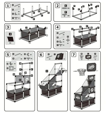 Joc arcade, set cos de baschet, pentru copii, cu panou, 5 mingi, plasa si pompa inclusa, 140x47x89, 4+ an [4]
