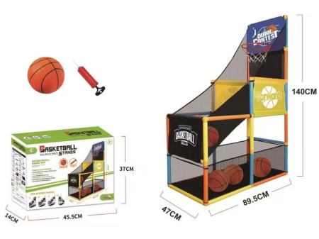 Joc arcade, set cos de baschet, pentru copii, cu panou, 5 mingi, plasa si pompa inclusa, 140x47x89, 4+ an [1]