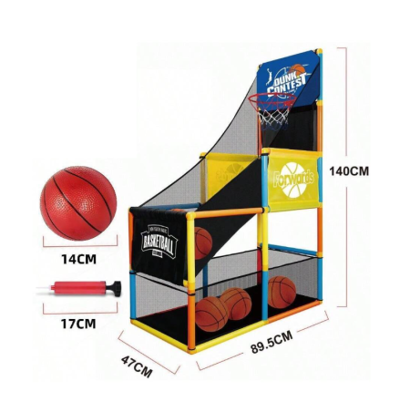 Joc arcade, set cos de baschet, pentru copii, cu panou, 5 mingi, plasa si pompa inclusa, 140x47x89, 4+ an [2]