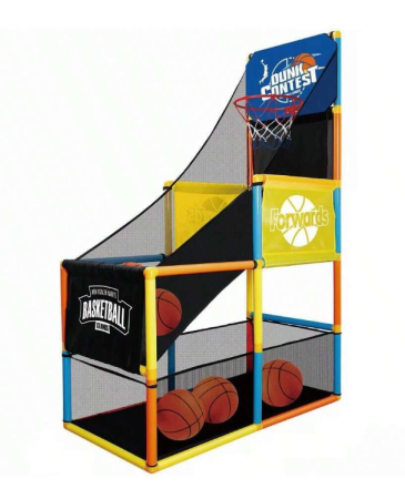 Jucarii - Joc arcade, set cos de baschet, pentru copii, cu panou, 5 mingi, plasa si pompa inclusa, 140x47x89, 4+ an