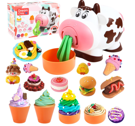 Kit pentru modelarea plastilinei -Set interactiv cu 19 piese si 8 culori - Creeaza si modeleaza cu vaca jucausa [2]