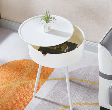 Masuta de cafea, diametru 40, cu spatiu depozitare, culoare alb [3]