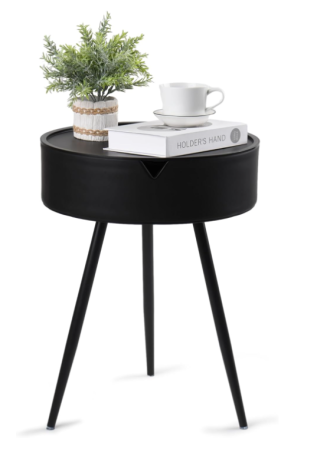 Mobilier casa - Masuta de cafea, diametru 40, cu spatiu depozitare, culoare negru