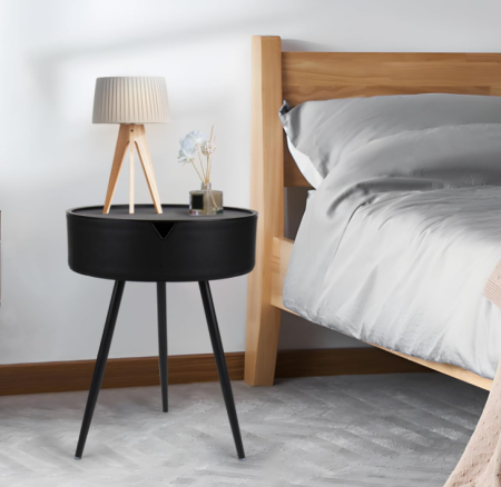 Masuta de cafea, diametru 40, cu spatiu depozitare, culoare negru [2]