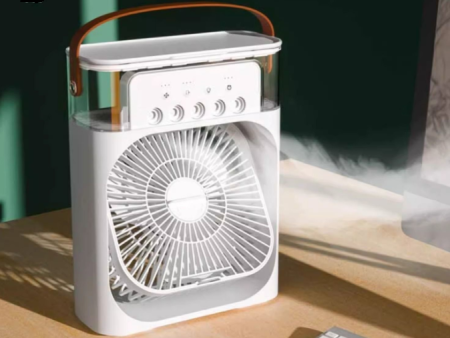 Mini ventilator portabil, racitor de aer cu umidificator, cu rezervor apa 600 ml, 25x20x8.5 cm, alb - conectare USB [1]
