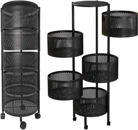 Mobilier casa - Organizator Mobil Metalic cu 5 Rafturi – Etajeră Multifuncțională cu Roți pentru Depozitare Practică