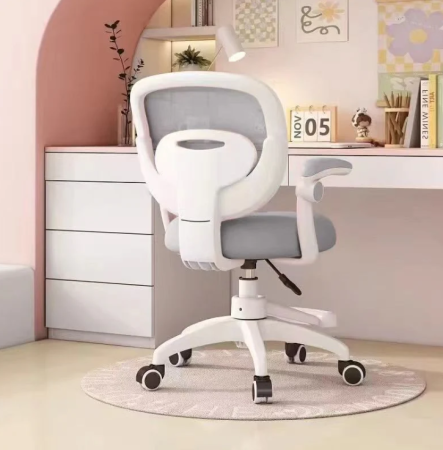 Mobilier copil - Scaun de birou, hidraulic si pivotant, pentru copii, rotativ cu sezut din spuma, spatar ergonomic, culoare gri