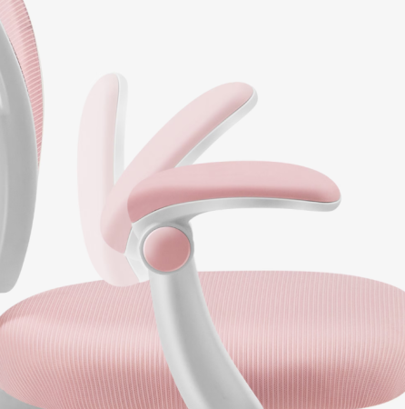 Scaun de birou, hidraulic si pivotant, pentru copii, rotativ cu sezut din spuma, spatar ergonomic, culoare roz [5]