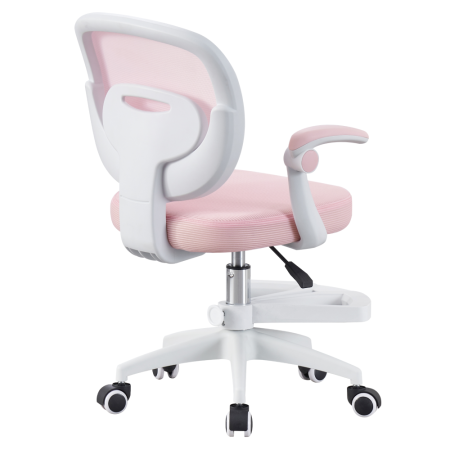 Scaun de birou, hidraulic si pivotant, pentru copii, rotativ cu sezut din spuma, spatar ergonomic, culoare roz [1]