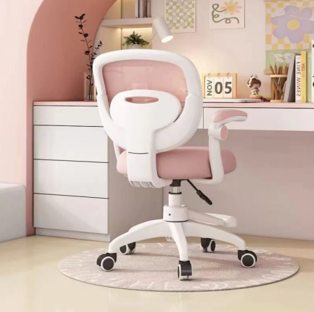 Mobilier copil - Scaun de birou, hidraulic si pivotant, pentru copii, rotativ cu sezut din spuma, spatar ergonomic, culoare roz