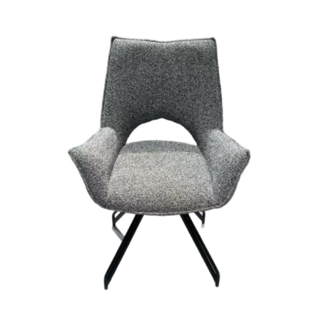 Scaune - Scaun Rotativ Lounge cu Brațe, 360°, Tapițat Textil, Bază Metalică – Scaun Modern pentru Living, Dining sau Birou