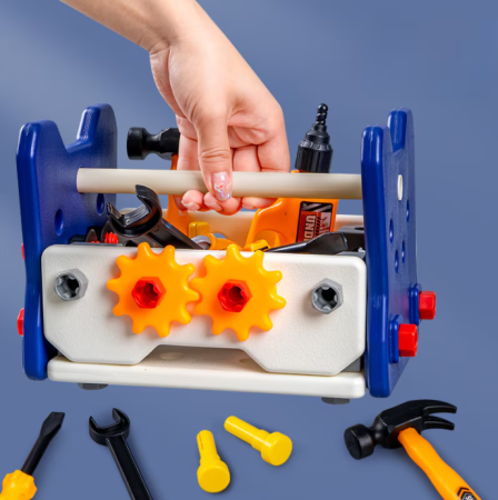 Jucarii de rol & imitatie - Set banc de lucru copii 41 piese, jucarie cu unelte, bormasina electrica de jucarie, masa scule copii, atelier mic mecanic 3+ ani