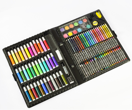 Jucarii - Set creativ pentru desen si pictura destinat copiilor, 150 bucati carioci, creioane, creioane cerate, acuarele