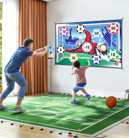 Jucarii - Set Fotbal Portabil pentru Copii – Minge cu Scai, Plansa din Material textil, 100 x 150 cm