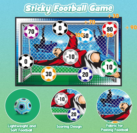 Set Fotbal Portabil pentru Copii – Minge cu Scai, Plansa din Material textil, 100 x 150 cm [3]