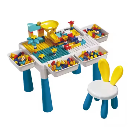 Set masa activitati de joaca - 6 in 1 - cu 218 piese de constructie, scaunel si spatii de depozitare - Parcul distractiei [3]