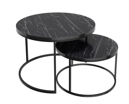 Set masute cafea, 68 x 48 cm / 48 x 40 cm, culoare neagra [1]