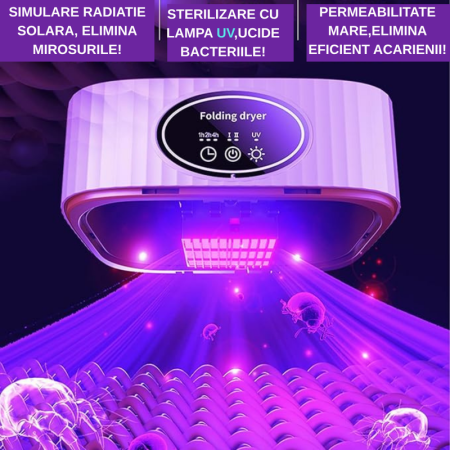Auxiliare - Uscator electric portabil pentru haine, mini-uscator compact cu telecomanda, sterilizare UV si prin caldura, zgomot redus,