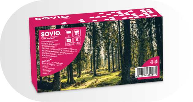 Șervețele faciale Sovio, 2 straturi, foldate – 150 buc [2]