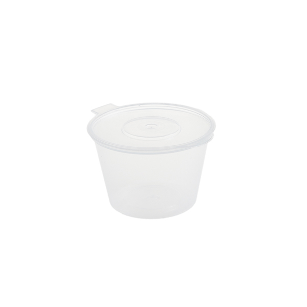 Sosiere rotunde mari cu capac atașat PP transparent 120 ml [2]