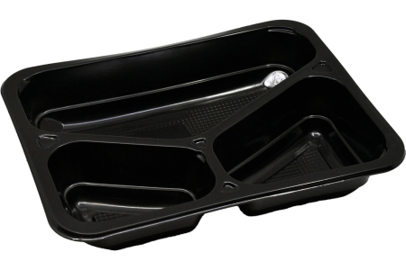 Caserole - Caserola termosudabila neagra 3 compartimente H45 – 50 buc/set