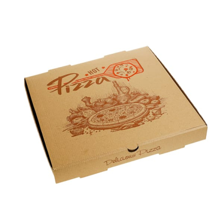 TOATE PRODUSELE - Cutii pizza kraft Hot Pizza 28x28x3.5 cm set 100 buc