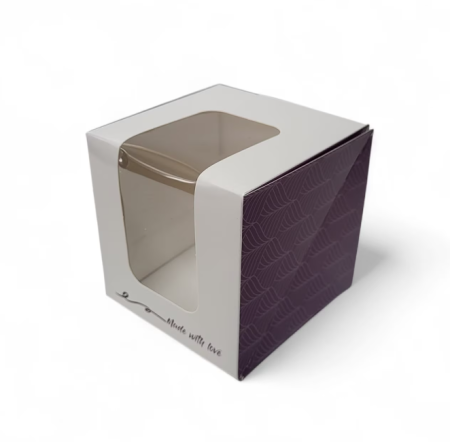 TOATE PRODUSELE - Cutii prajituri cu fereastra 10x10x10 cm mov – set 25 buc