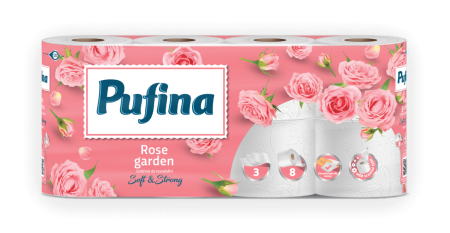 TOATE PRODUSELE - Hârtie Igienică Pufina Rose Garden 3 Straturi 140 Foi 8 Role / Set