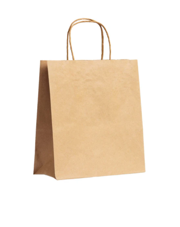 Pungi Delivery - Pungă kraft natur cu maner rasucit 27x17x28 cm – 250 buc / bax