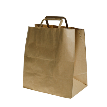 Pungi hârtie cu mâner kraft 27×29×16 cm – 250 buc/bax