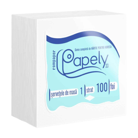 TOATE PRODUSELE - Servetele Papely 33x33 cm, 1 strat, 100 buc, 16 pachete/bax – Alb