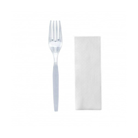 Tacamuri - Set tacâm furculiță + șervețel (FS)alb 167 mm FS – 100 buc