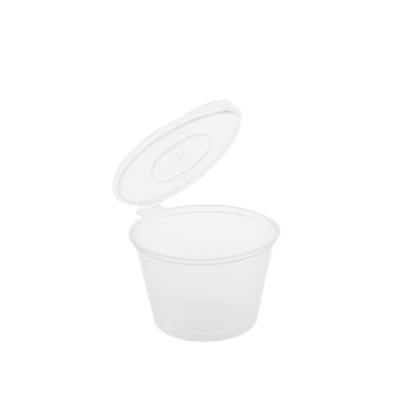 Sosiere - Sosiere rotunde mari cu capac atașat PP transparent 120 ml