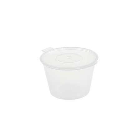 Sosiere rotunde mari cu capac atașat PP transparent 120 ml [1]