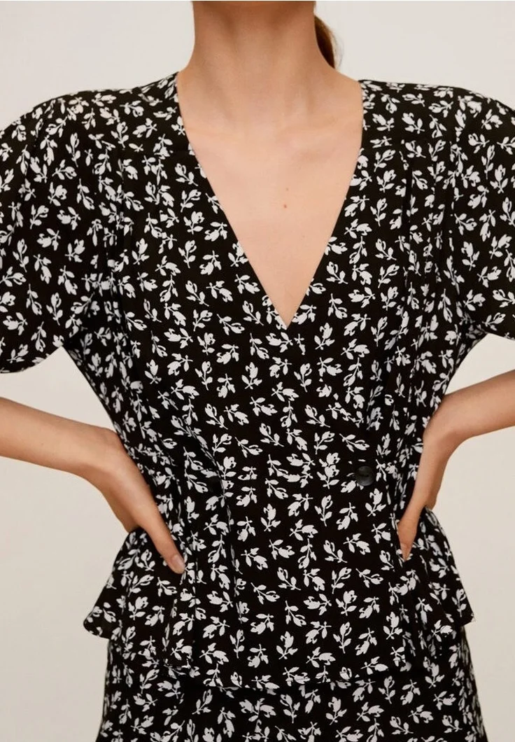 Bluză Mango neagră cu imprimeu [2]